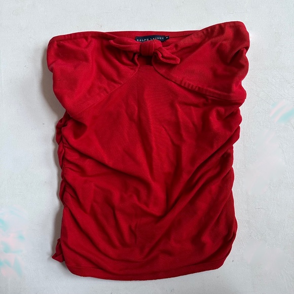 Ralph Lauren Tops - Ralph Lauren Y2k Red Tie Front Ruched Tube Top